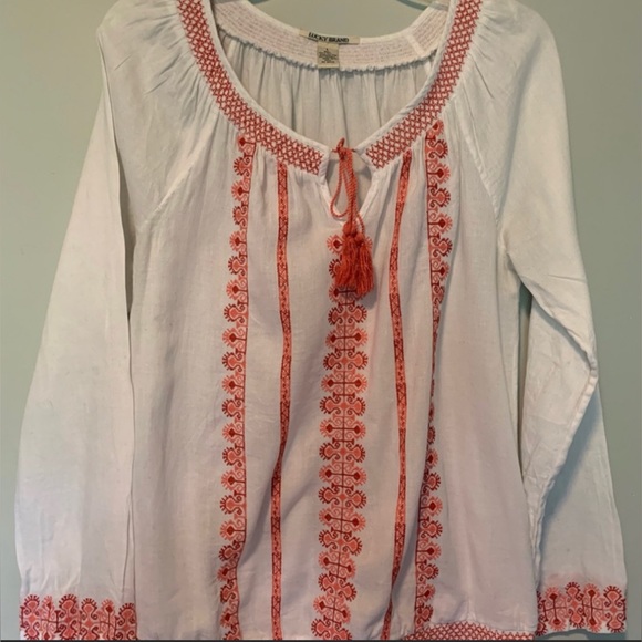 Lucky Brand Smocked Stitched Top - Picture 3 of 5